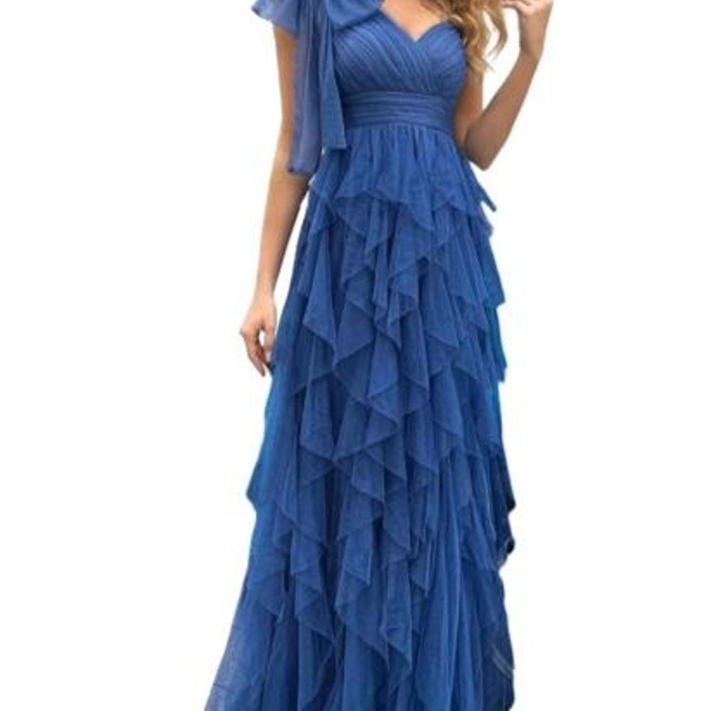 Luv Is True Summer Women's Tulle Prom Dress Elegant Bow One Shoulder Dress